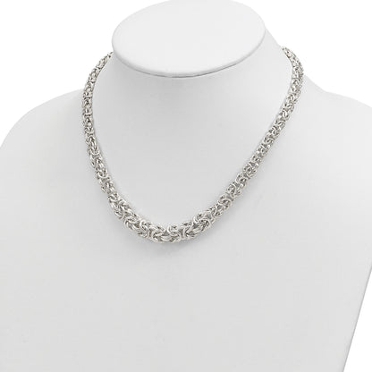 Sterling Silver Polished Byzantine Graduated Link Necklace
