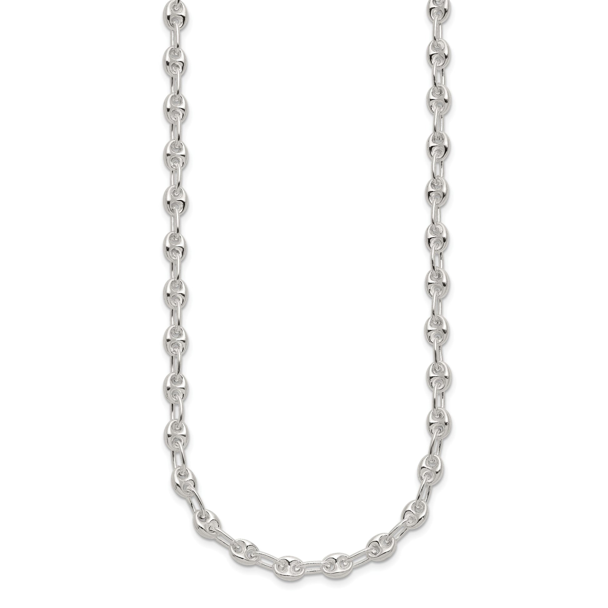 Sterling Silver Polished Fancy Link Necklace