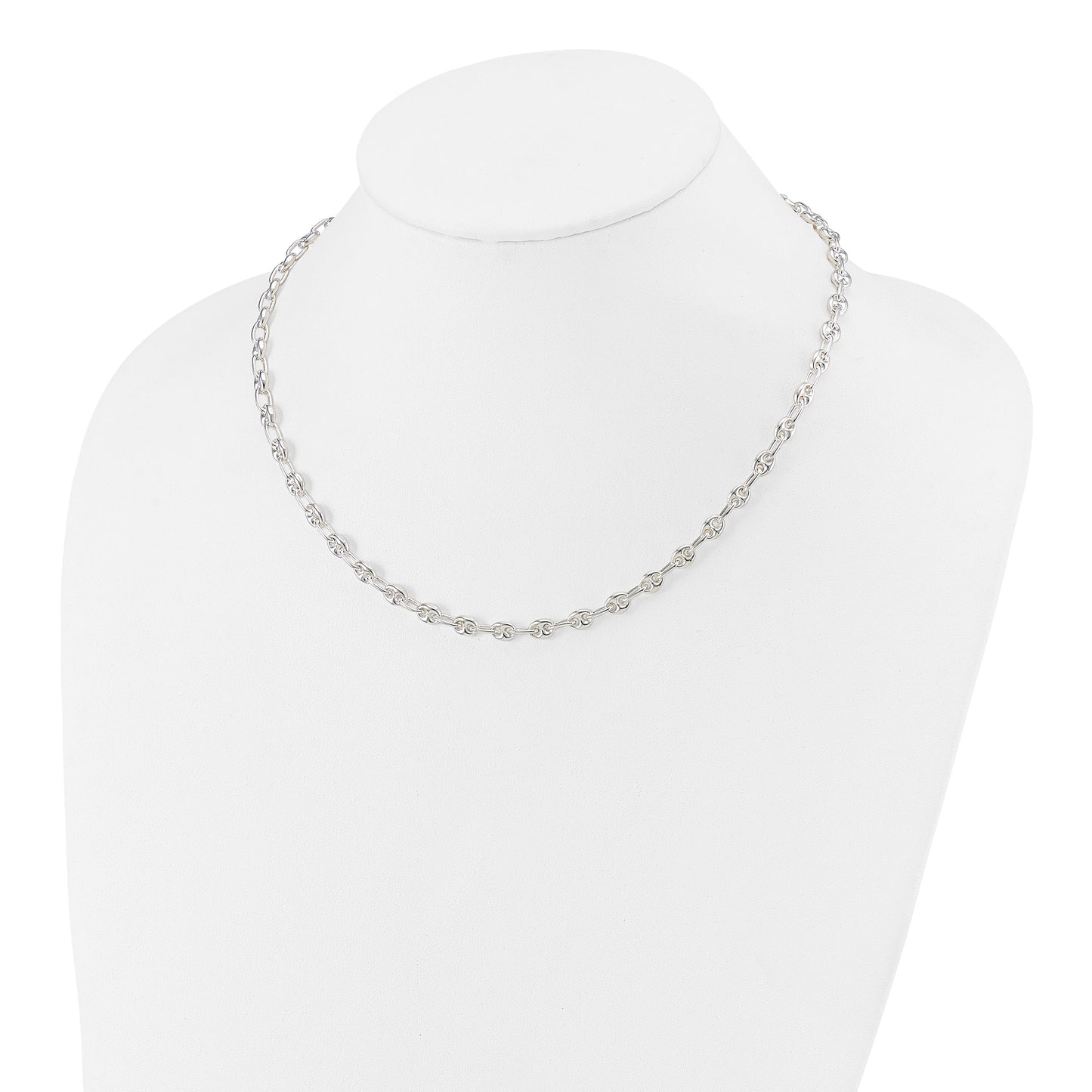 Sterling Silver Polished Fancy Link Necklace