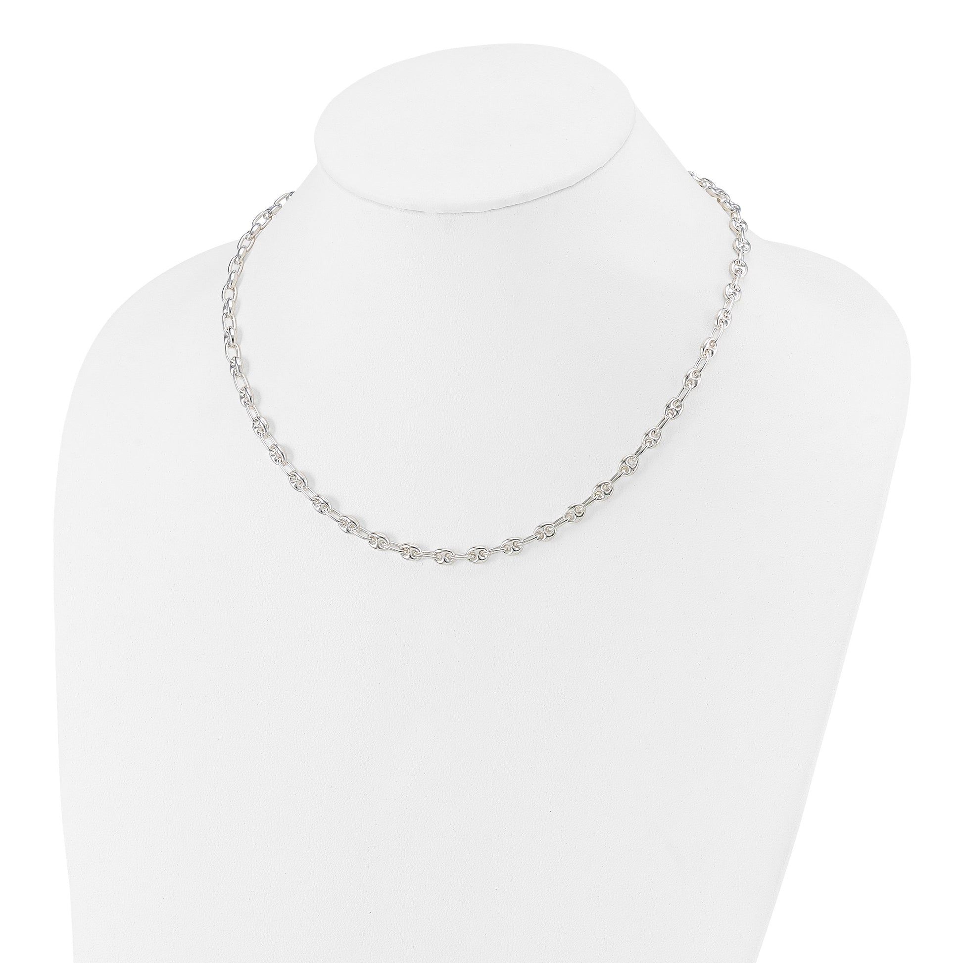 Sterling Silver Polished Fancy Link Necklace