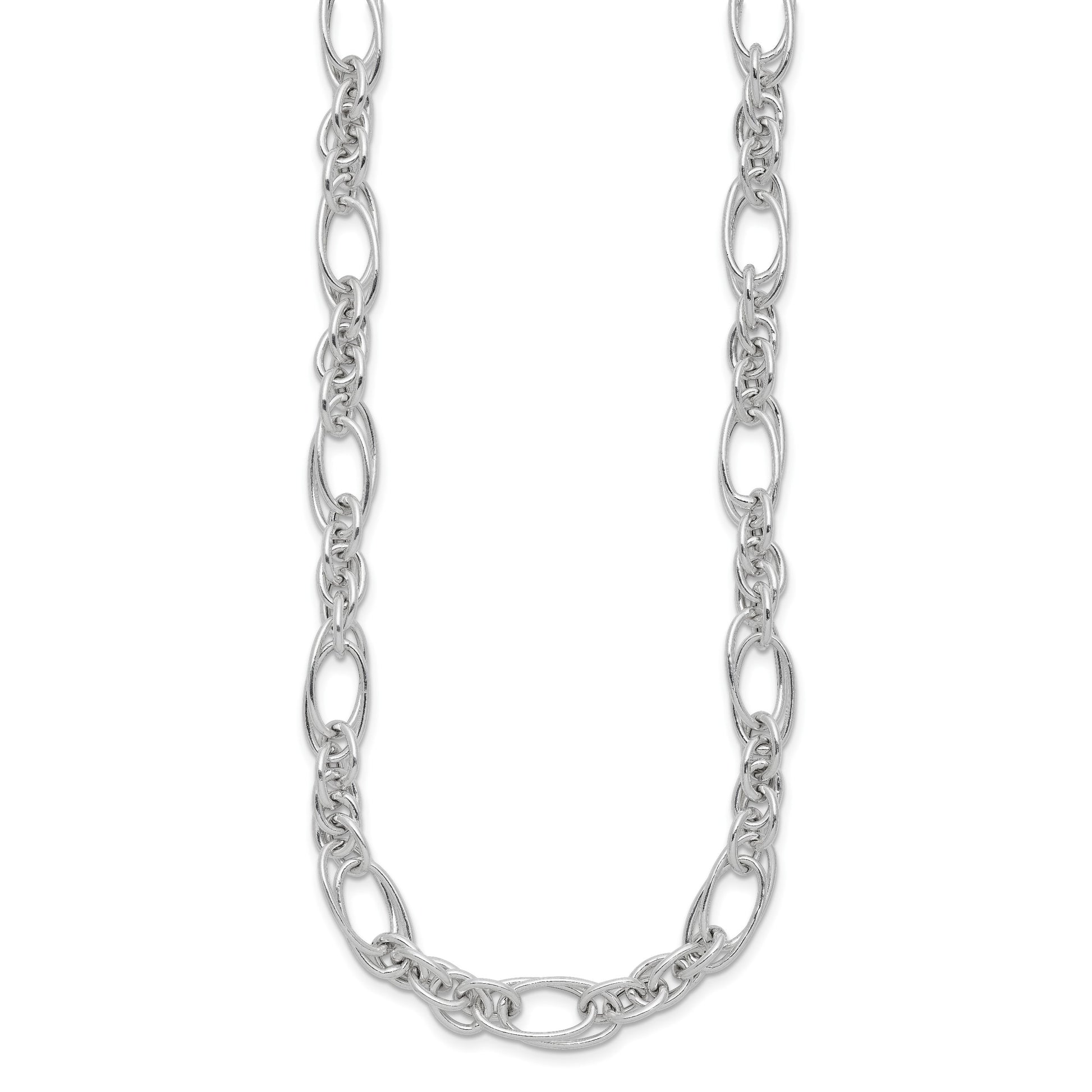 Sterling Silver Polished Fancy Link 18in Necklace