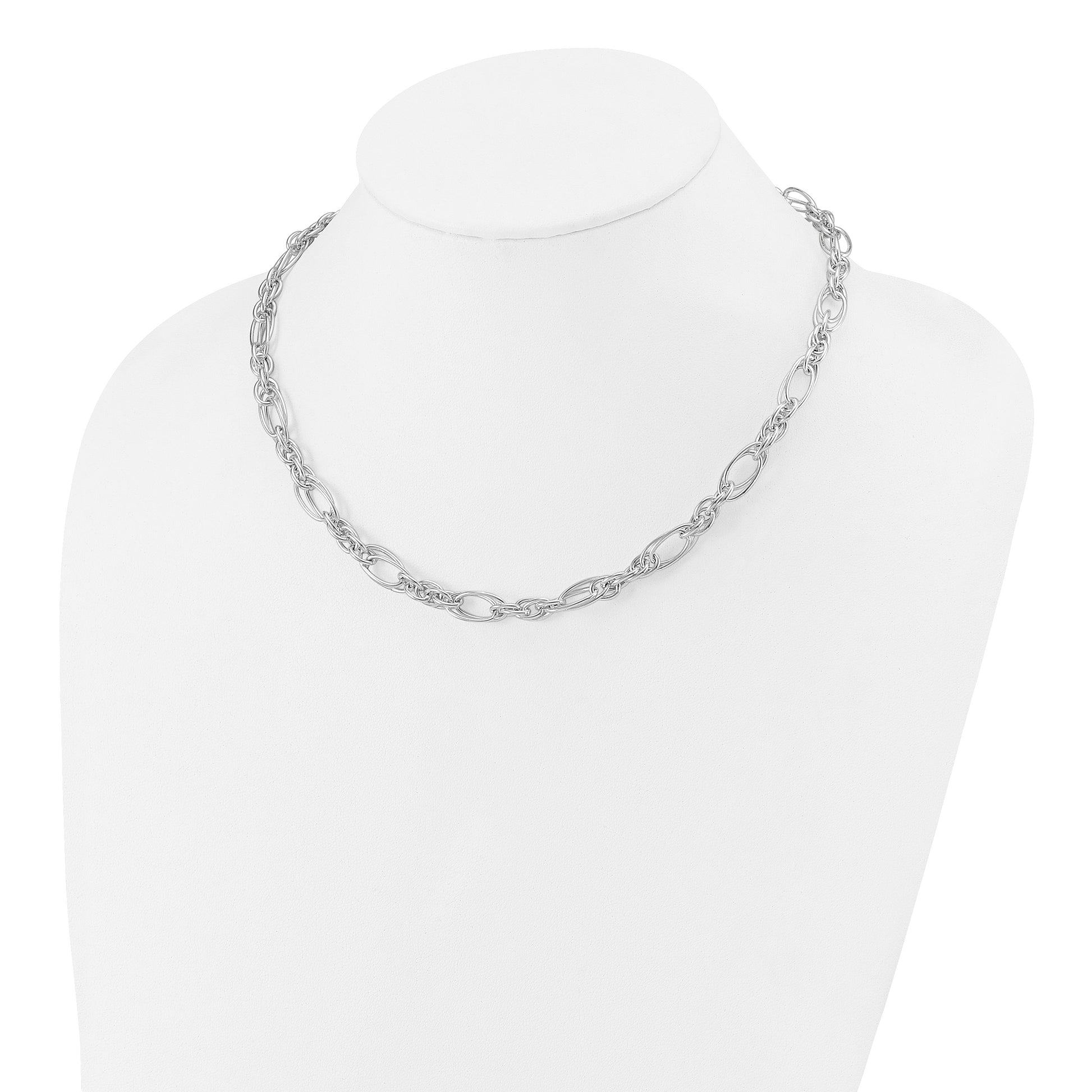 Sterling Silver Polished Fancy Link 18in Necklace