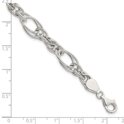 Sterling Silver Polished Fancy Link 7in Bracelet