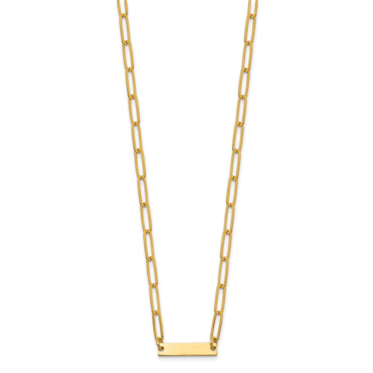 Sterling Silver Gold-plated Polished Bar Necklace w/ 2in ext. Necklace