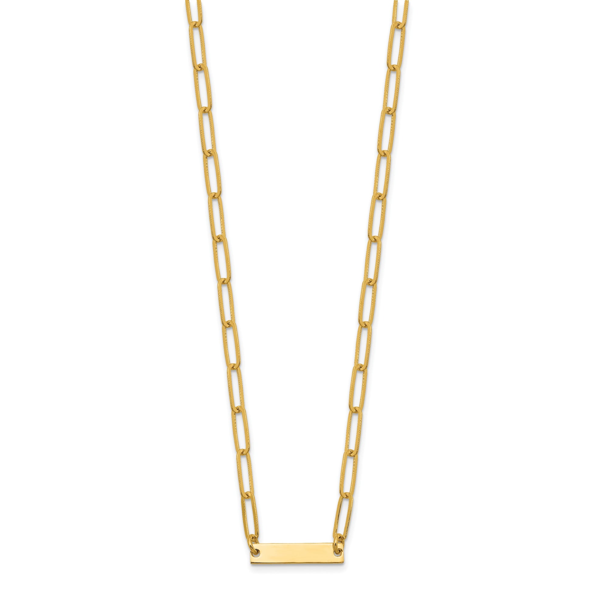 Sterling Silver Gold-plated Polished Bar Necklace w/ 2in ext. Necklace