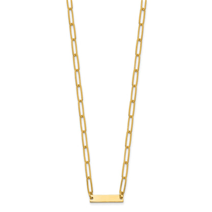 Sterling Silver Gold-plated Polished Bar Necklace w/ 2in ext. Necklace