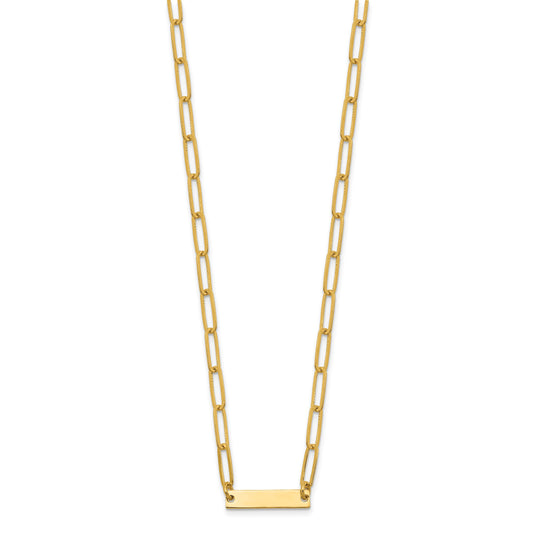 Sterling Silver Gold-plated Polished Bar Necklace w/ 2in ext. Necklace