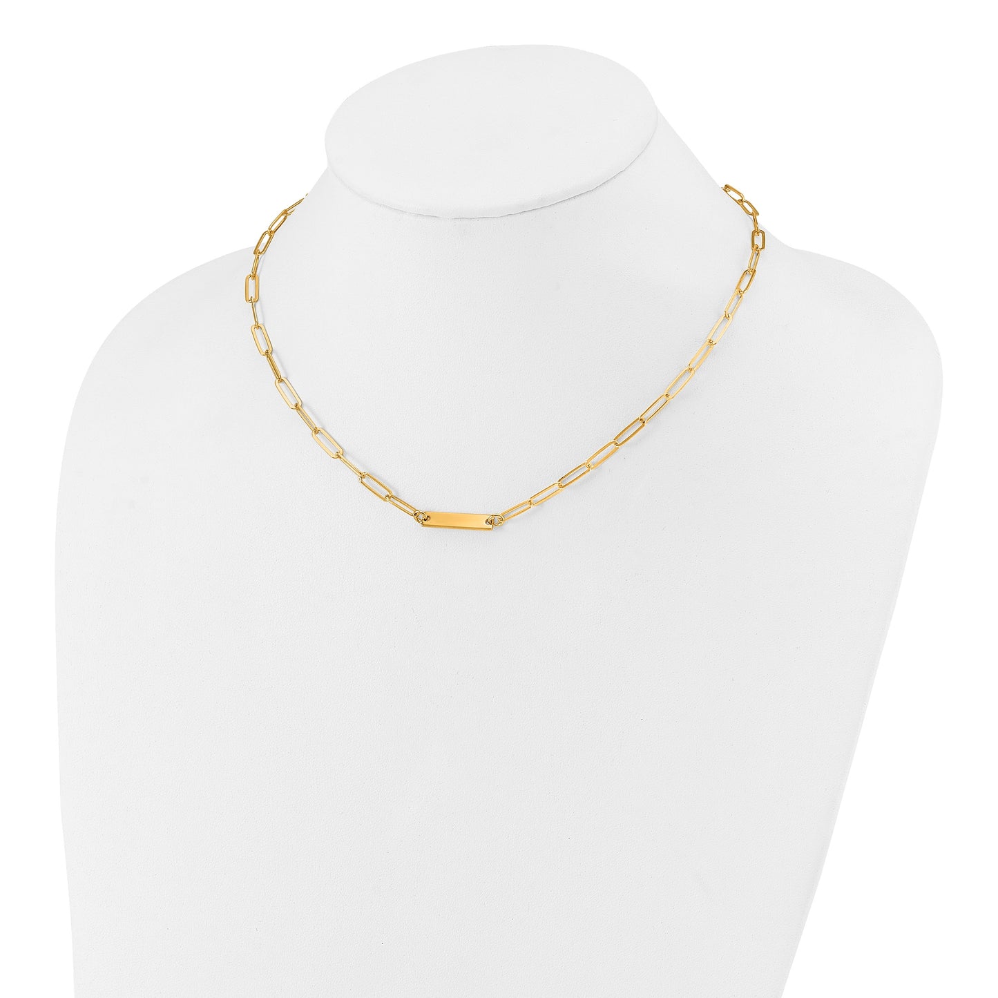 Sterling Silver Gold-plated Polished Bar Necklace w/ 2in ext. Necklace
