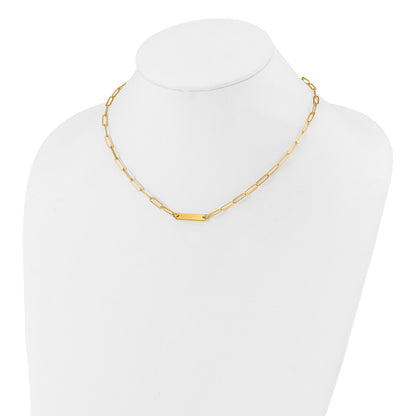Sterling Silver Gold-plated Polished Bar Necklace w/ 2in ext. Necklace
