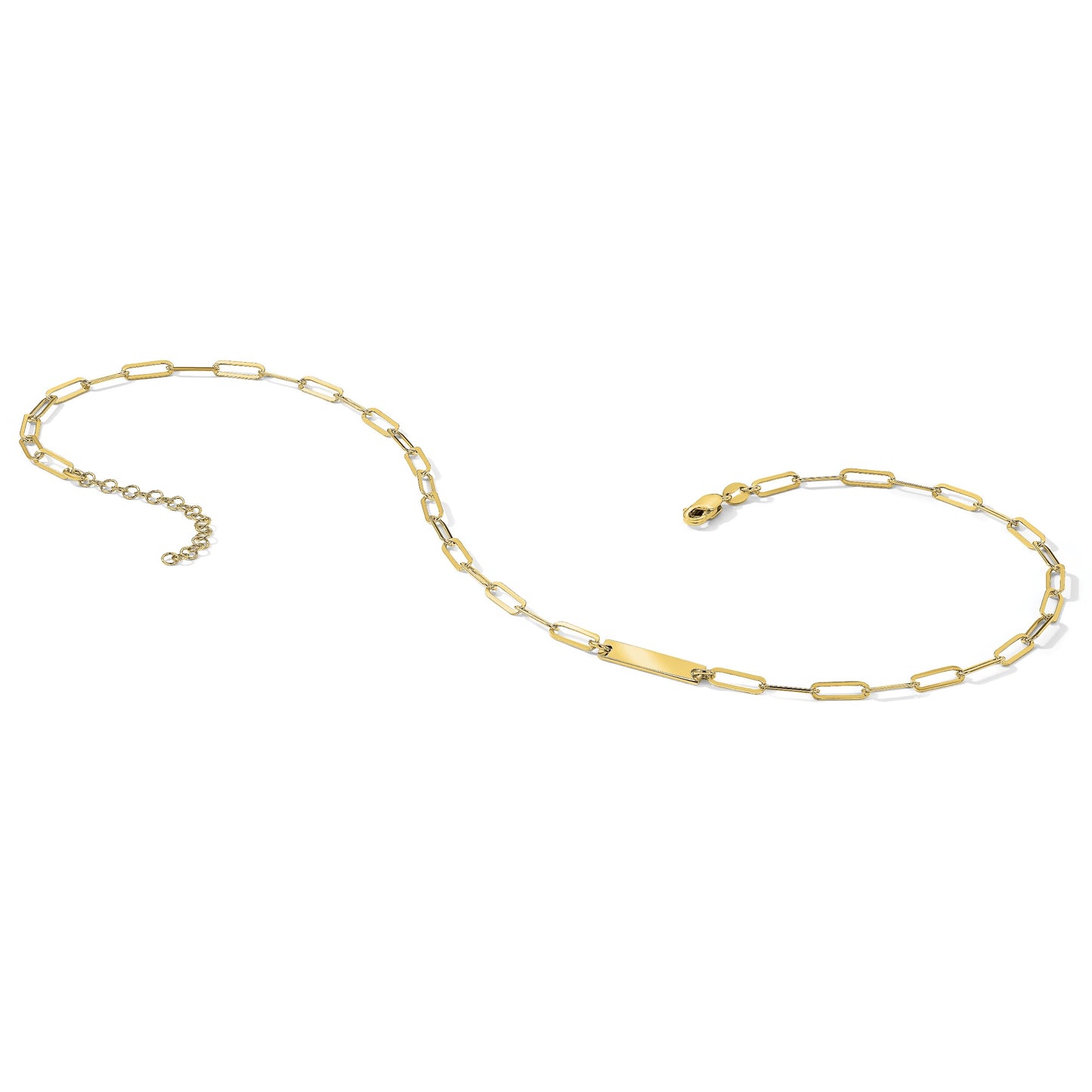 Sterling Silver Gold-plated Polished Bar Necklace w/ 2in ext. Necklace