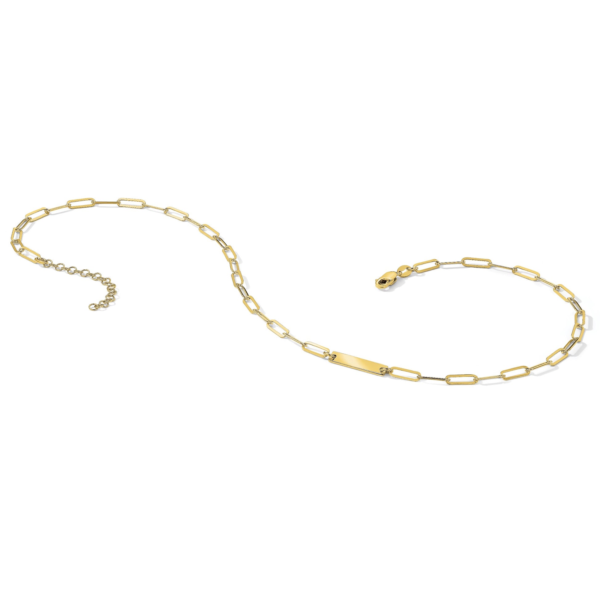 Sterling Silver Gold-plated Polished Bar Necklace w/ 2in ext. Necklace