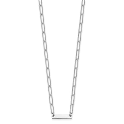 Sterling Silver Rhodium-plated Polished Bar w/ 2in ext. Necklace