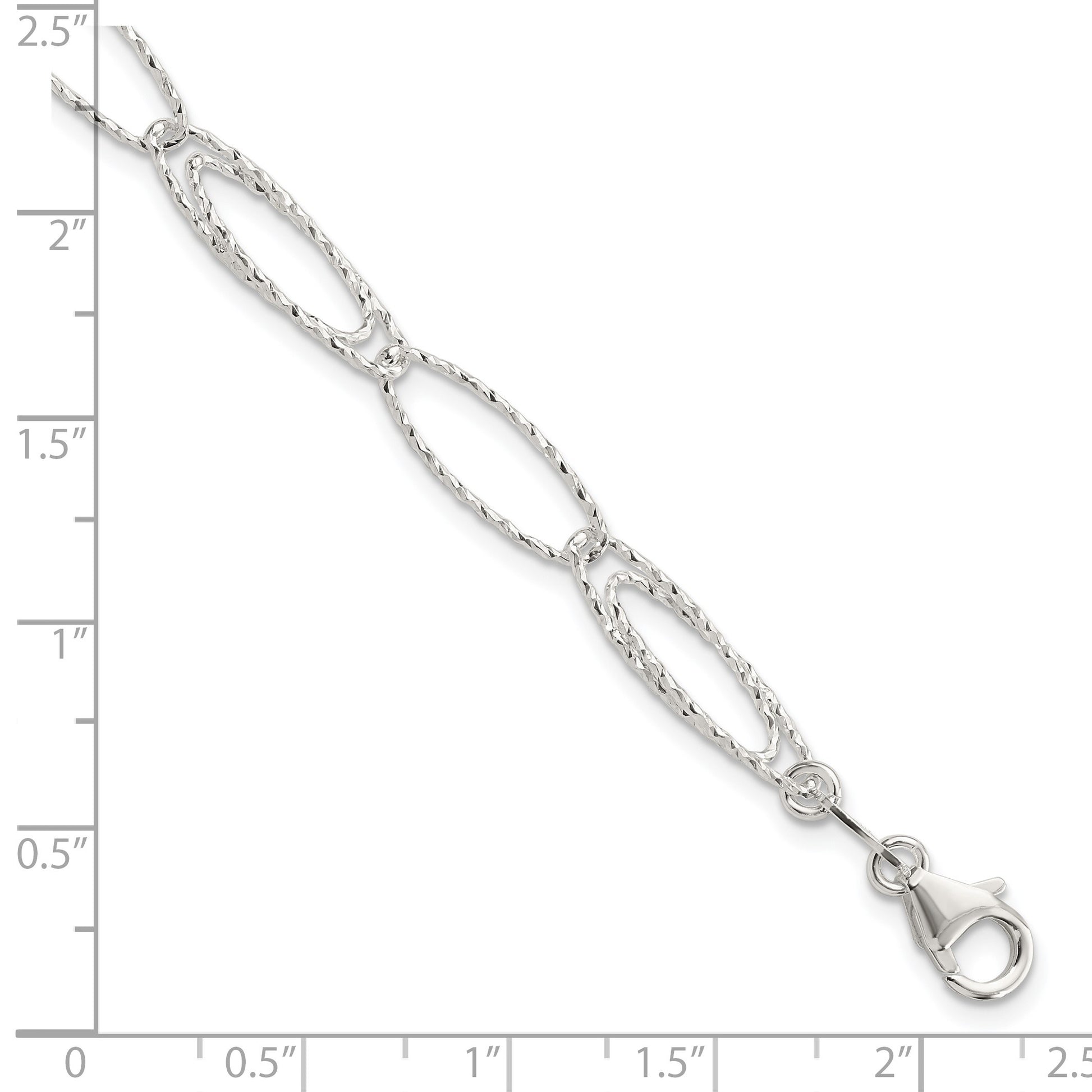 Sterling Silver Polished D/C Fancy Link Bracelet