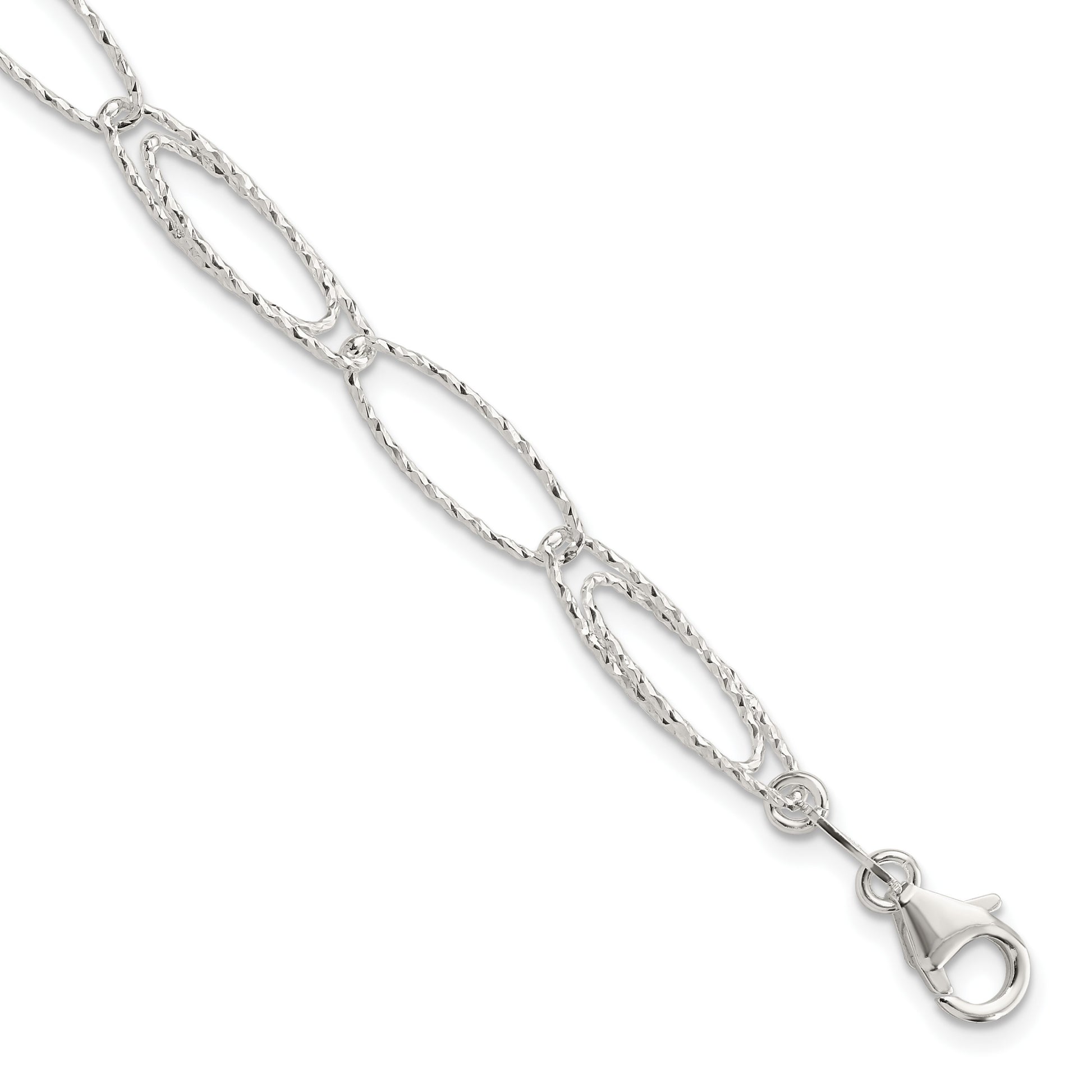 Sterling Silver Polished D/C Fancy Link Bracelet