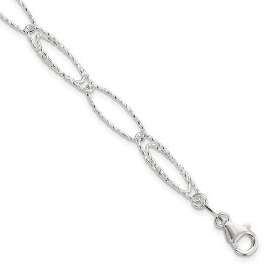 Sterling Silver Polished D/C Fancy Link Bracelet