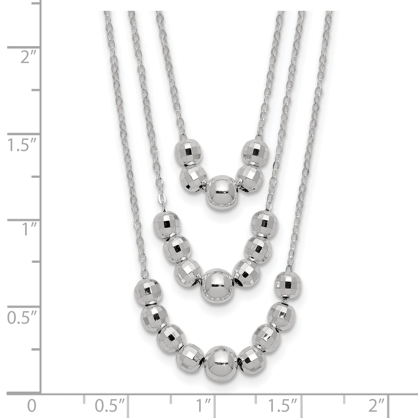 Sterling Silver Polished 3-Strand Beaded Necklace
