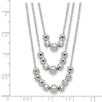 Sterling Silver Polished 3-Strand Beaded Necklace