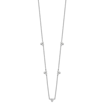Sterling Silver Rhodium-plated Polished CZ 5 Stations Necklace
