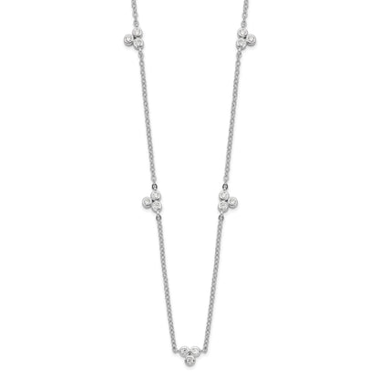 Sterling Silver Rhodium-plated Polished CZ 5 Stations Necklace