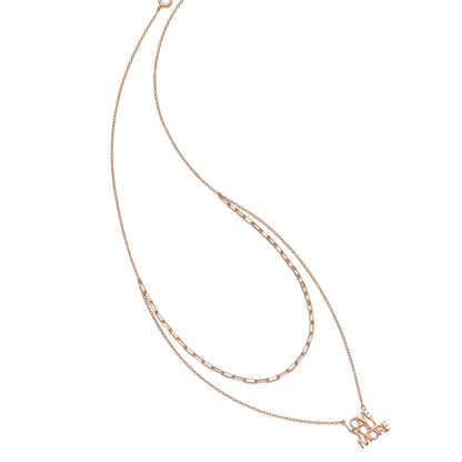 Sterling Silver Rose-tone Love You More Two Strand 16 inch Necklace