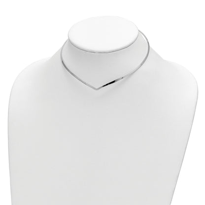 Sterling Silver Rhod. Polished V Cuff Necklace