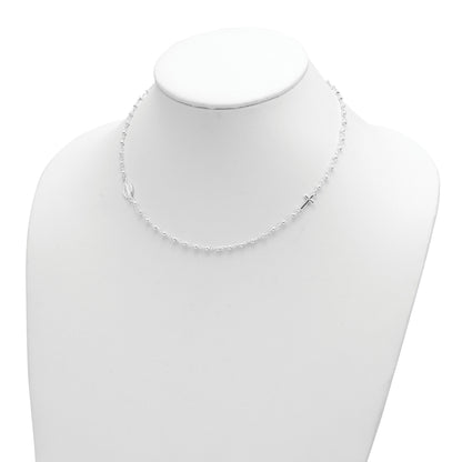 Sterling Silver Medal/Cross w/1.5in ext. Rosary Necklace