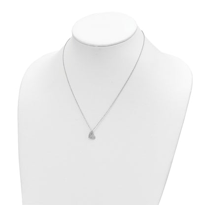 Sterling Silver Rhodium-plated Polished CZ Heart Necklace