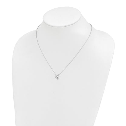 Sterling Silver Rhodium-plated I Love You Hand Signal Necklace