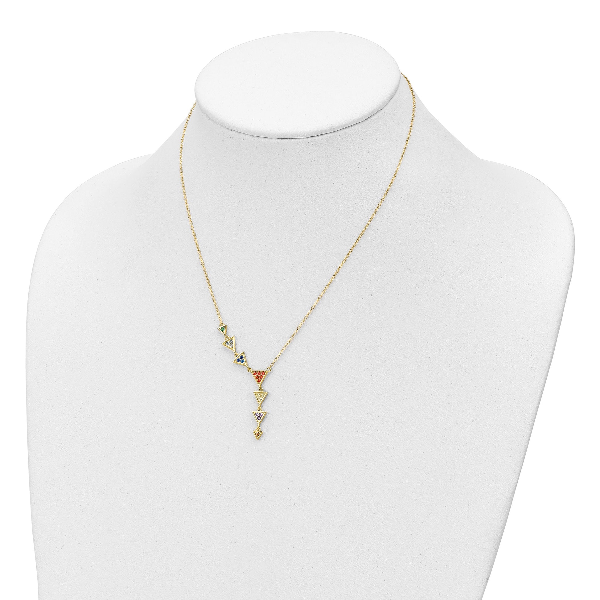 Sterling Silver Gold-plated Multicolor CZ Necklace