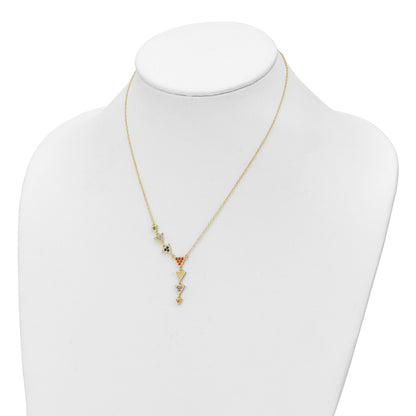 Sterling Silver Gold-plated Multicolor CZ Necklace