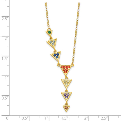 Sterling Silver Gold-plated Multicolor CZ Necklace