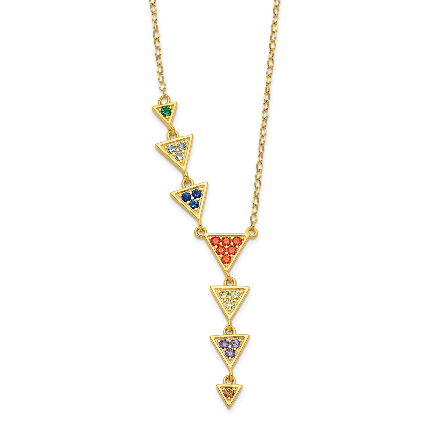 Sterling Silver Gold-plated Multicolor CZ Necklace