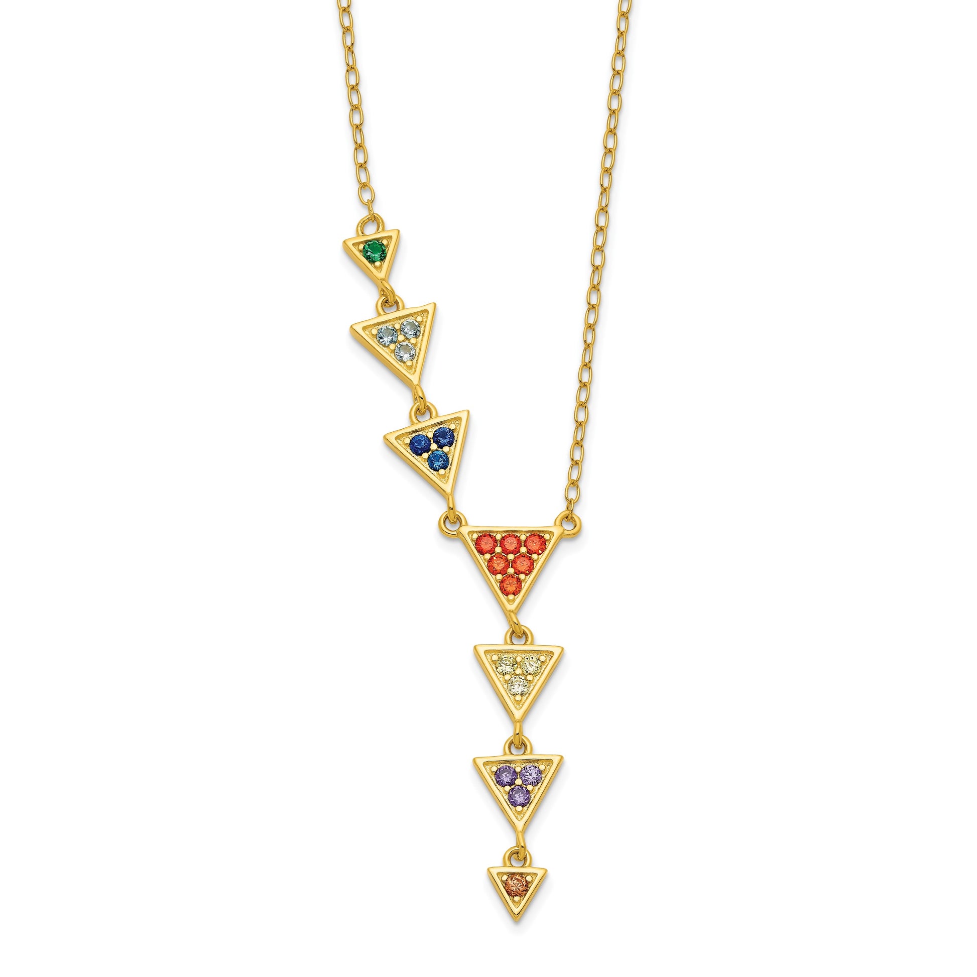 Sterling Silver Gold-plated Multicolor CZ Necklace