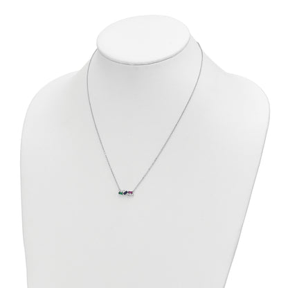 Sterling Silver Rhodium-plated Polished Multi-color CZ Necklace