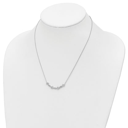 Sterling Silver Rhodium-plated Polished Fancy CZ Necklace