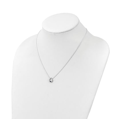 Sterling Silver Polished CZ Teardrop Necklace