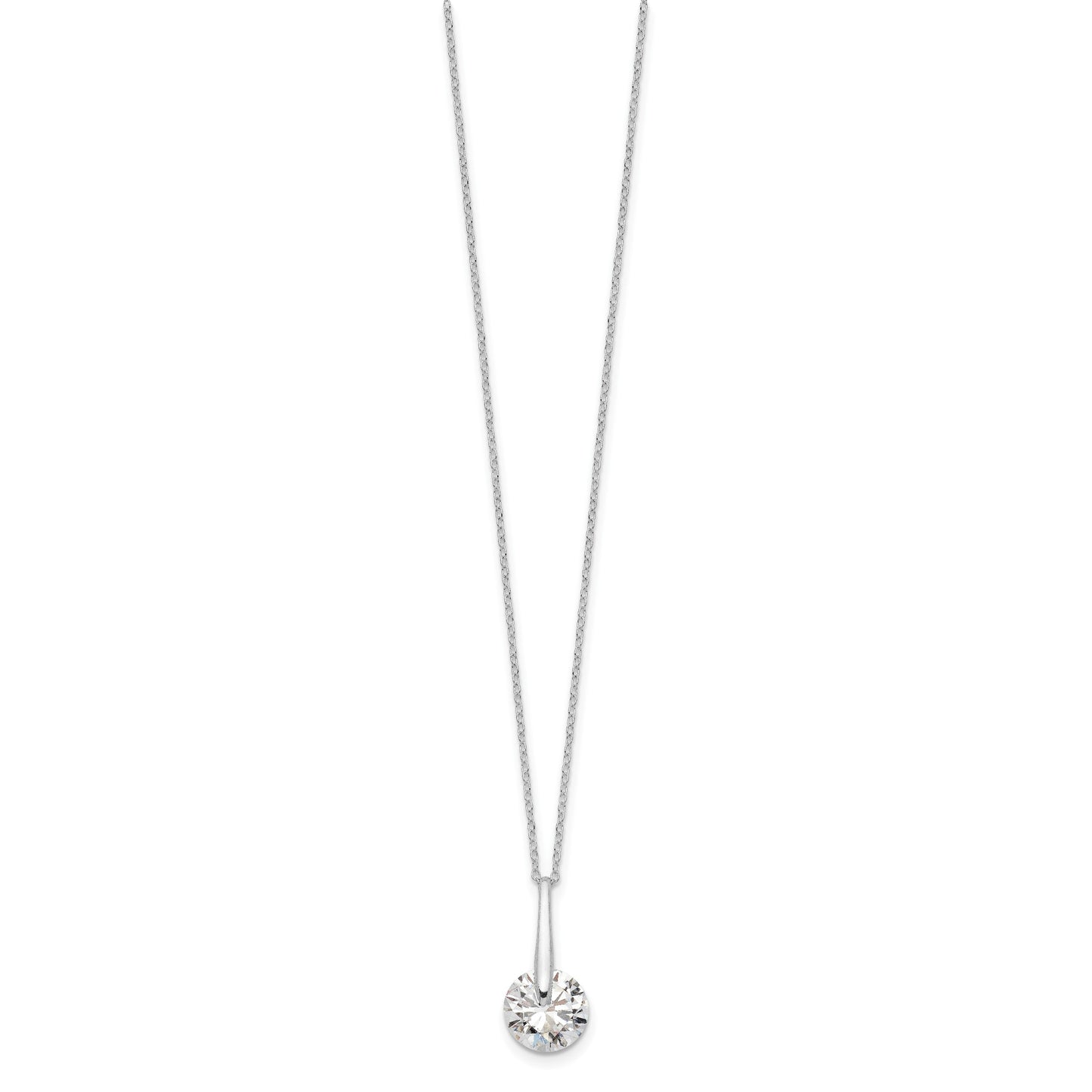 Sterling Silver Rhodium-plated Polished CZ Fancy 16in Plus 2in ext Necklace