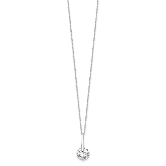 Sterling Silver Rhodium-plated Polished CZ Fancy 16in Plus 2in ext Necklace
