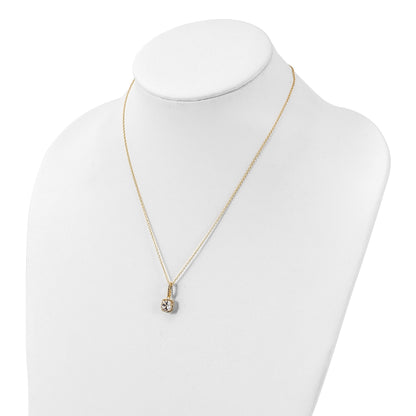 Sterling Silver Polished Gold-tone CZ 18in Necklace/Post Earrings Set