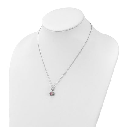 Sterling Silver Polished Rhodium-plated CZ 18in Necklace/Post Earrings Set