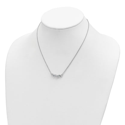 Sterling Silver RH-plate Sky Blue Topaz White CZ 16.5in w/1in ext Necklace