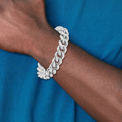 Sterling Silver Rhodium-plated Curb Link Men's 8.5in Bracelet