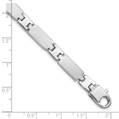 Sterling Silver Rhodium-plated Polished/Brushed Men's 8.5in Bracelet