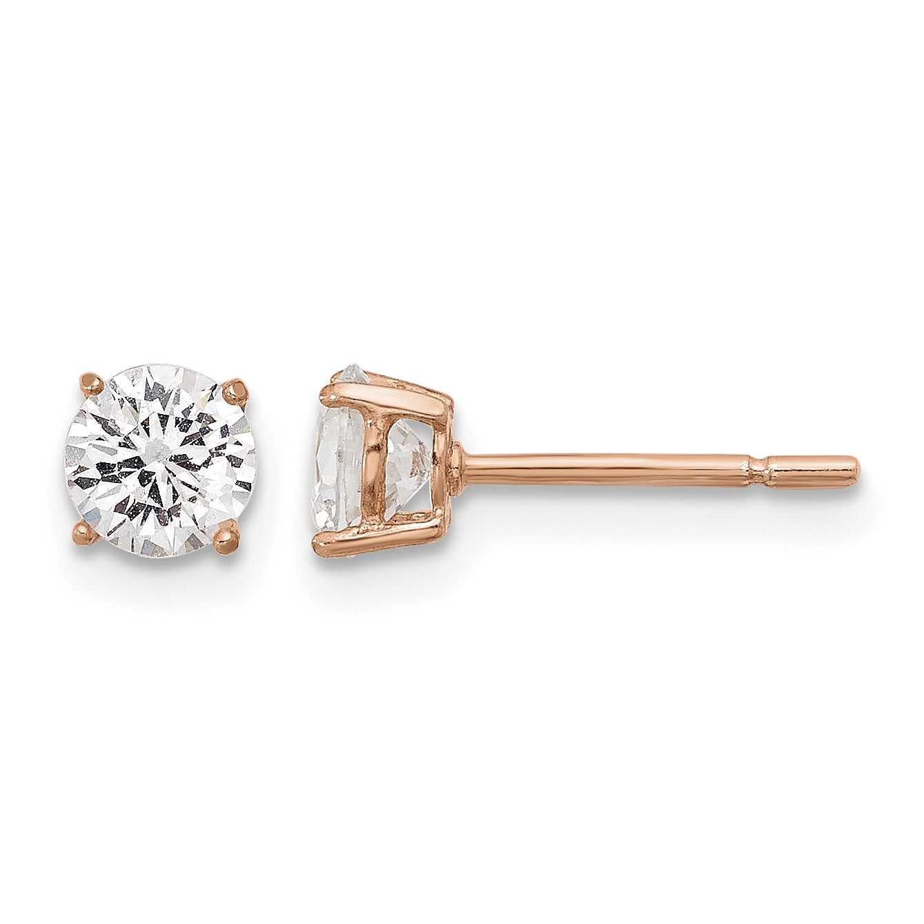 Sterling Silver Rose-tone CZ Adjustable Bracelet and Earring Set