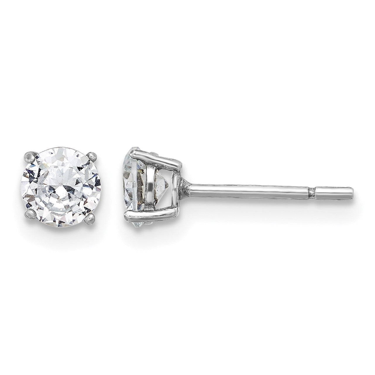 Sterling Silver Rhodium-plated CZ Adjustable Bracelet and Post Earring Set