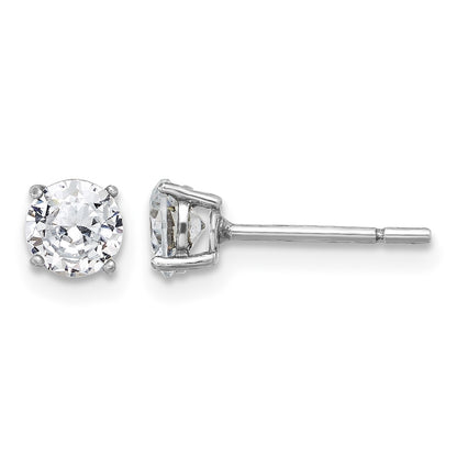 Sterling Silver Rhodium-plated CZ Adjustable Bracelet and Post Earring Set