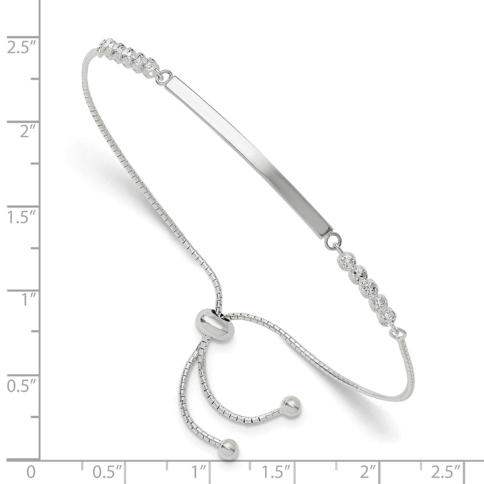 Sterling Silver with CZ Adjustable ID Bracelet