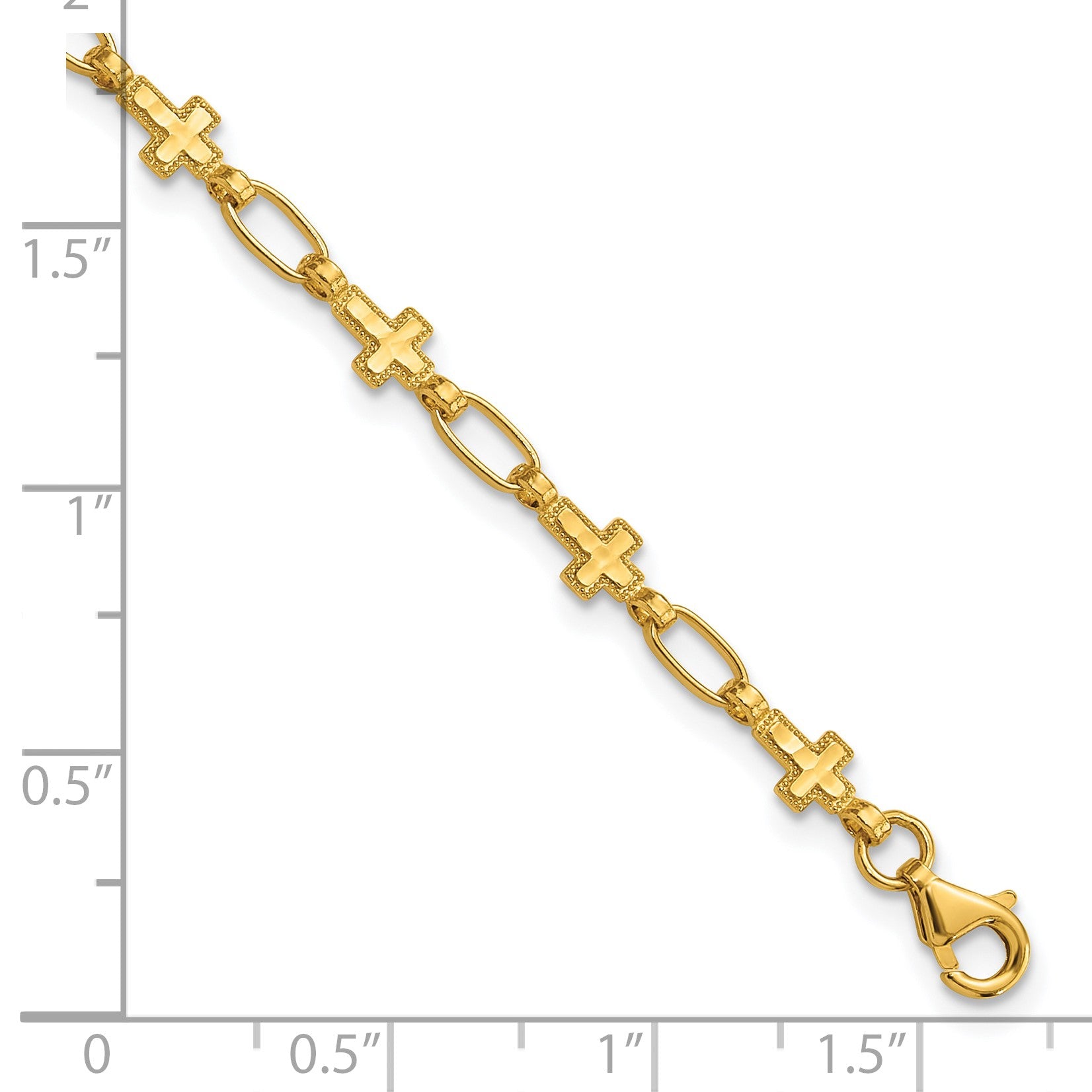Sterling Silver Gold-tone Cross 7.5in Bracelet