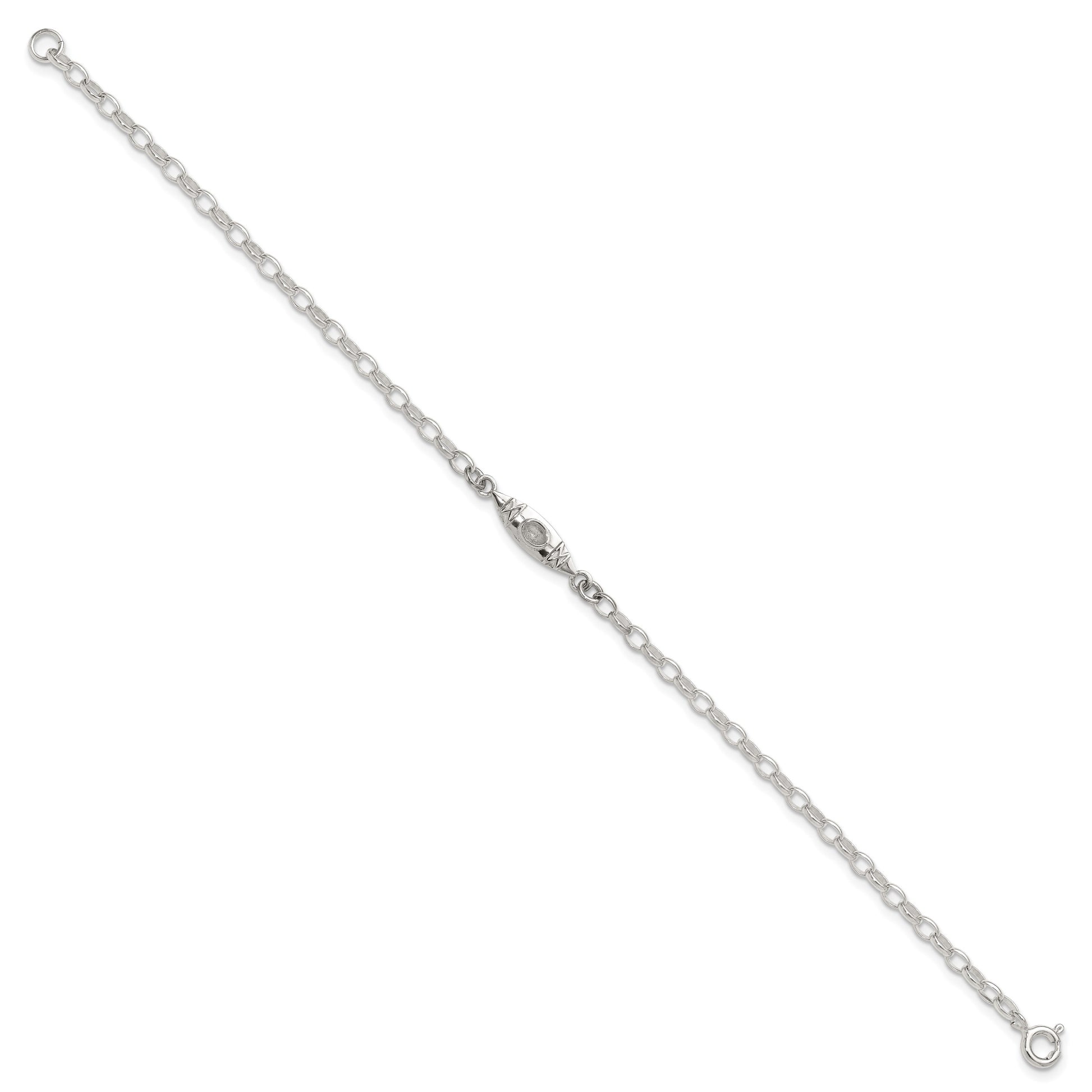Sterling Silver Antiqued Polished Canoe / Kayak Link Bracelet