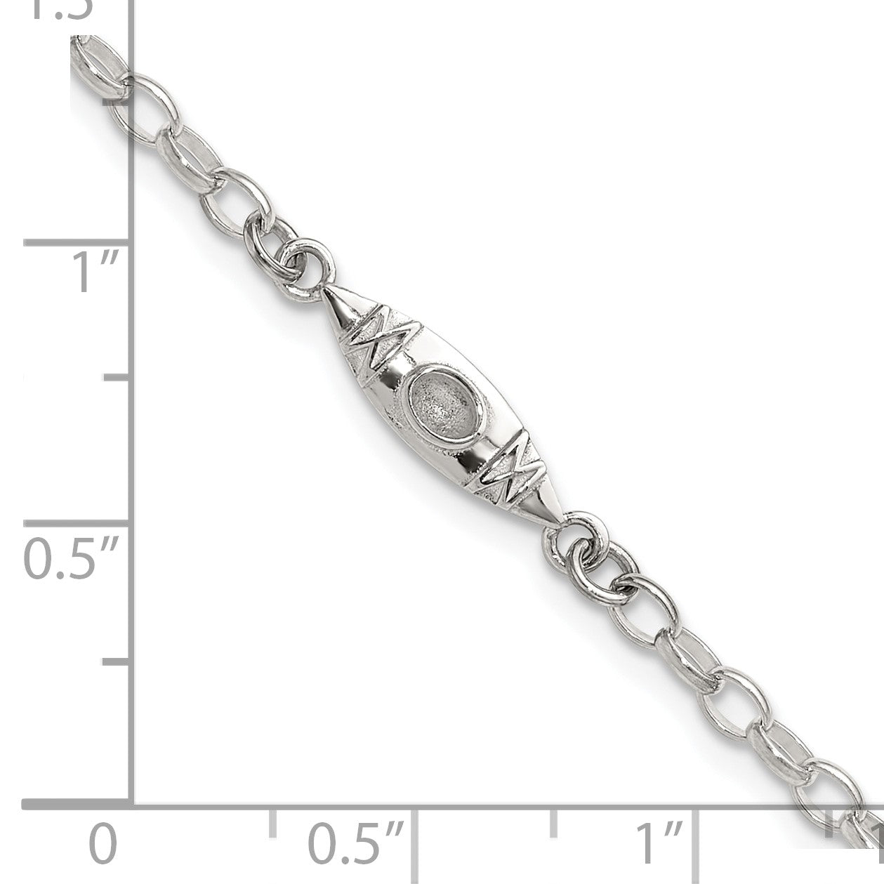 Sterling Silver Antiqued Polished Canoe / Kayak Link Bracelet